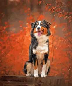 Autumn Black Tri Australian Shepherd Diamond Painting