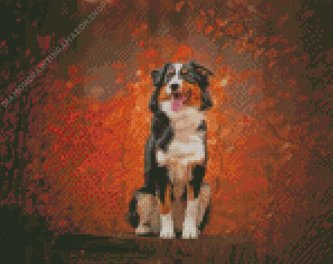 Autumn Black Tri Australian Shepherd Diamond Painting