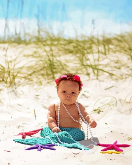 Beautiful Baby Girls At Beach Diamond Painting