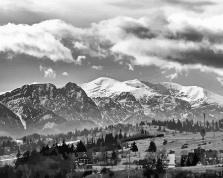 Black And White Tatra Mountains Diamond Painting