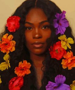 Black Girl With Flowers In Hair Diamond Painting