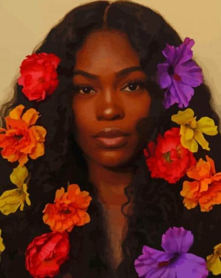 Black Girl With Flowers In Hair Diamond Painting