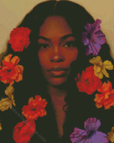 Black Girl With Flowers In Hair Diamond Painting