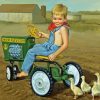 Boy On Tractor And Ducks Art Diamond Painting