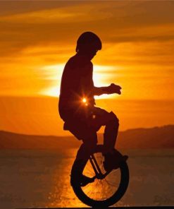 Boy On Unicycle Silhouette Diamond Painting