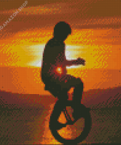 Boy On Unicycle Silhouette Diamond Painting