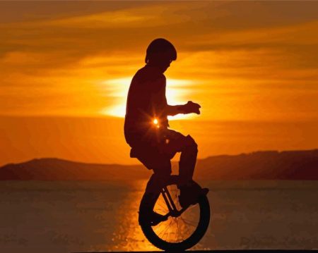 Boy On Unicycle Silhouette Diamond Painting