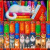 Cat Bookshelf Charles Wysocki Diamond Painting