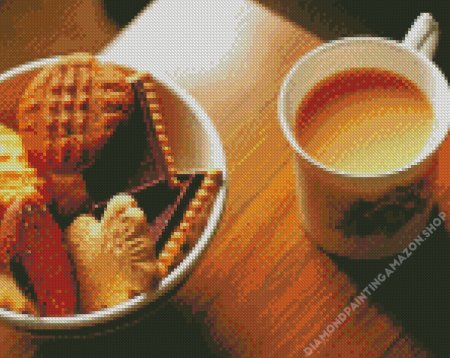 Coffee In Cup And Biscuits Diamond Painting