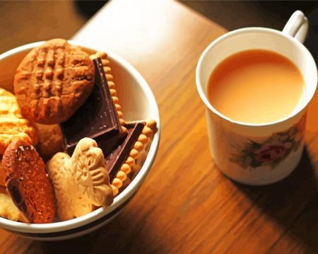 Coffee In Cup And Biscuits Diamond Painting