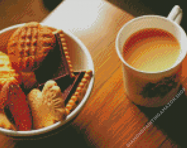 Coffee In Cup And Biscuits Diamond Painting