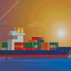 Container Ship Containers In Ocean Diamond Painting