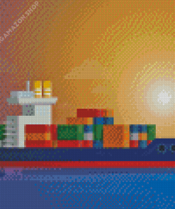 Container Ship Containers In Ocean Diamond Painting