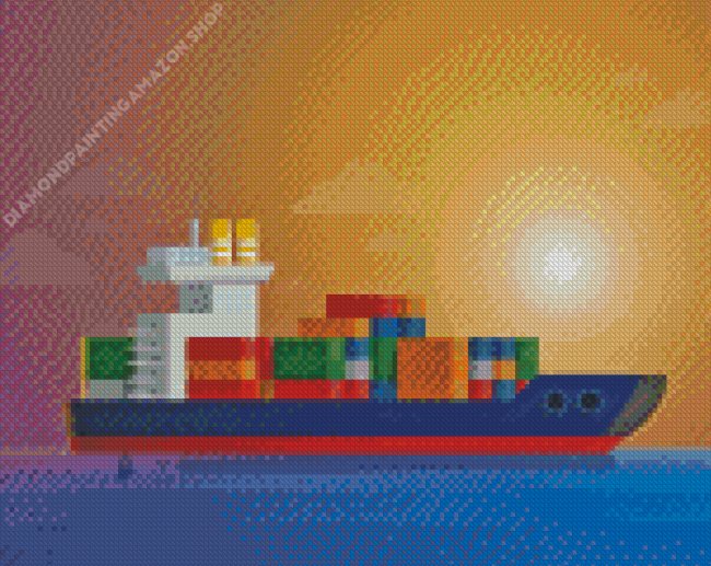 Container Ship Containers In Ocean Diamond Painting