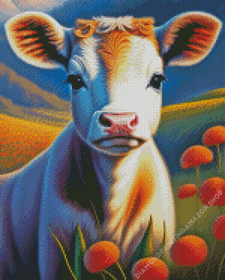 Cool Flowers Cow Diamond Painting
