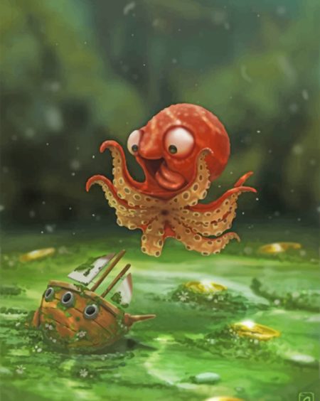 Cute Baby Kraken Diamond Painting