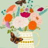 Flowers And Butterfly Illustration Diamond Painting