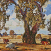 Hans Heysen The Red Gum Diamond Painting