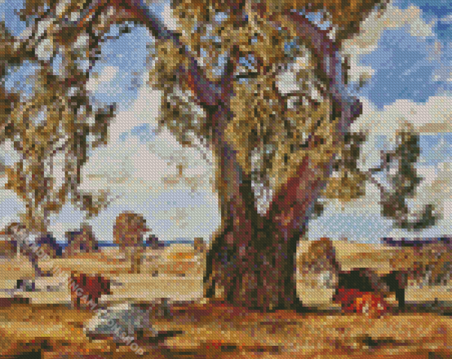 Hans Heysen The Red Gum Diamond Painting