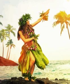 Hawaiian Girl Hula Dance Diamond Painting