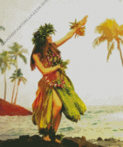 Hawaiian Girl Hula Dance Diamond Painting