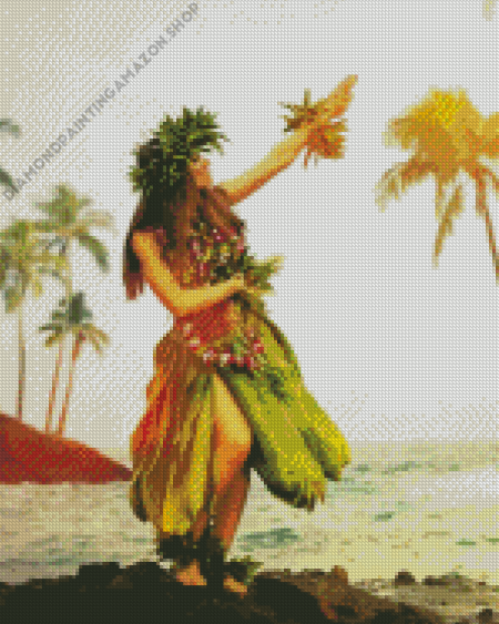Hawaiian Girl Hula Dance Diamond Painting