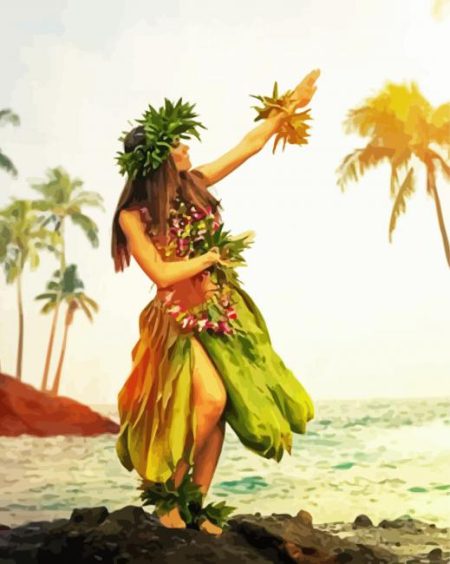 Hawaiian Girl Hula Dance Diamond Painting