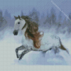 Horse Running In Snowy Forest Diamond Painting