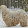 Komondor Dog In Snow Diamond Painting