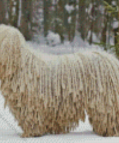 Komondor Dog In Snow Diamond Painting