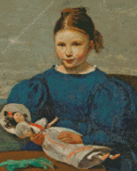 Little Girl With A Doll Camille Corot Diamond Painting