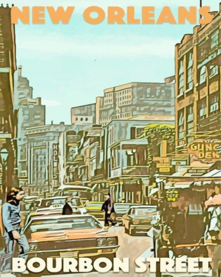 New Orleans Bourbon Street Poster Diamond Painting