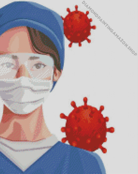 Nurse Using Face Mask And Glasses Diamond Painting