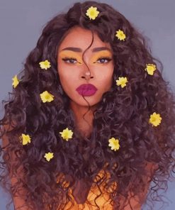 Nyane Lebajoa Flower Hair Diamond Painting