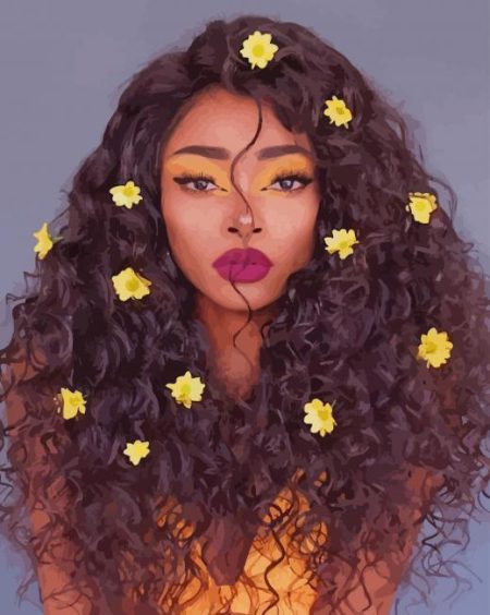 Nyane Lebajoa Flower Hair Diamond Painting