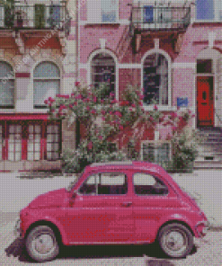 Pink Fiat 500 Diamond Painting