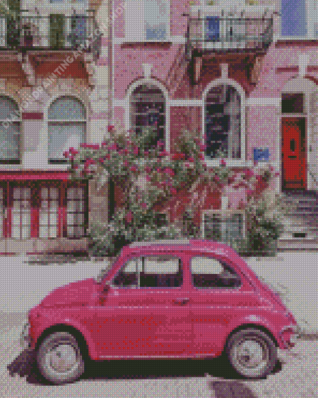 Pink Fiat 500 Diamond Painting