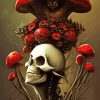 Red Mushroom With Skeleton Diamond Painting