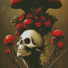 Red Mushroom With Skeleton Diamond Painting