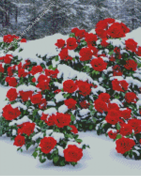 Red Flowers Snow Diamond Painting