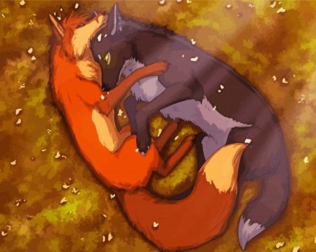Sleeping Fox And Wolf Diamond Painting
