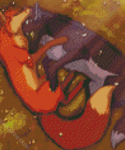 Sleeping Fox And Wolf Diamond Painting