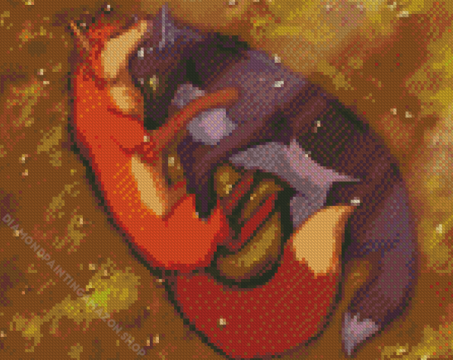 Sleeping Fox And Wolf Diamond Painting