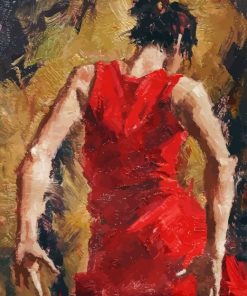 Spanish Lady With Red Dress Dancing Diamond Painting