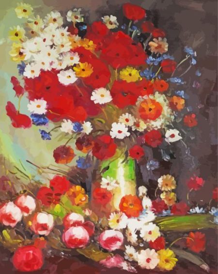 Vase With Cornflowers And Poppies Diamond Painting