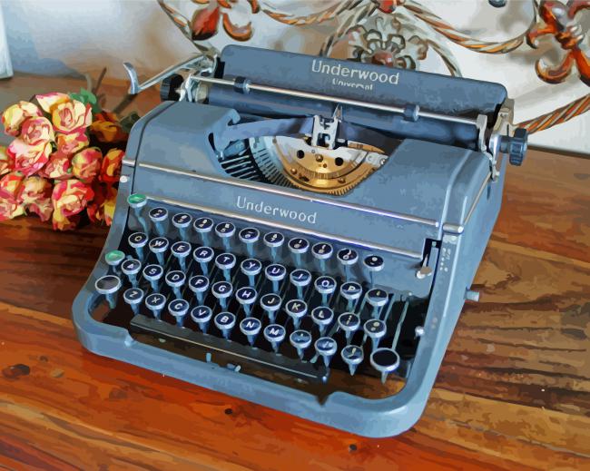 Vintage Grey Typewriter Diamond Painting