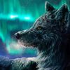 Wolf With Blue Northern Lights Diamond Painting