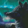 Wolf With Blue Northern Lights Diamond Painting