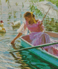 Woman And River Diamond Painting