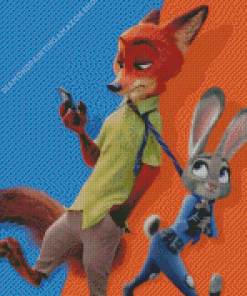 Zootopia Nick And Judy Diamond Painting